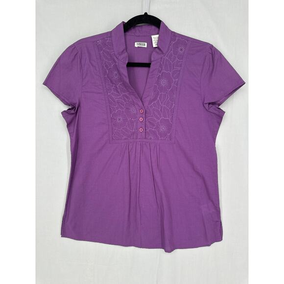 90s Vintage Top Womens Large Purple Y2K Eyelet Cottage Fairy Boho Bohemian - Picture 6 of 8